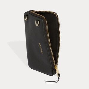 Bandolier Pebble Leather Expanded Zip Pouch in Black/Gold Like New